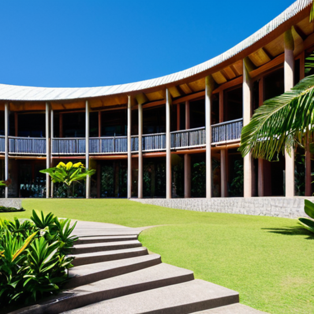 누벨칼레도니 전통 예술 갤러리 - Tjibaou Cultural Center Exterior**

"The Tjibaou Cultural Center in Nouméa, New Caledonia, during th...