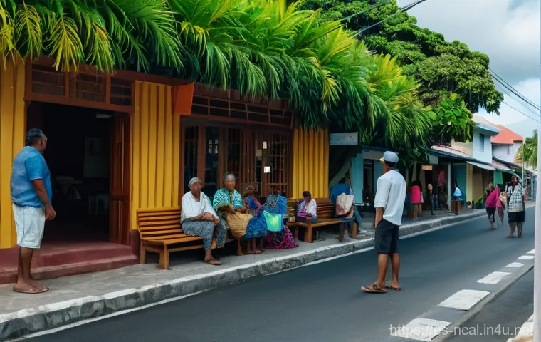누벨칼레도니 사회 문제 및 이슈 - Image Prompt 1: "The Quiet Resilience of Daily Life in Nouméa"**